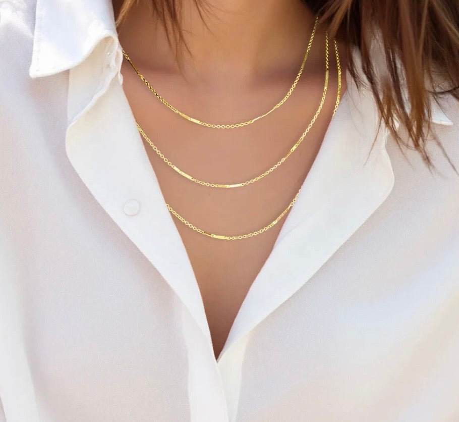 Dainty Bar chain necklace - 14K Gold Filled or Sterling Silver