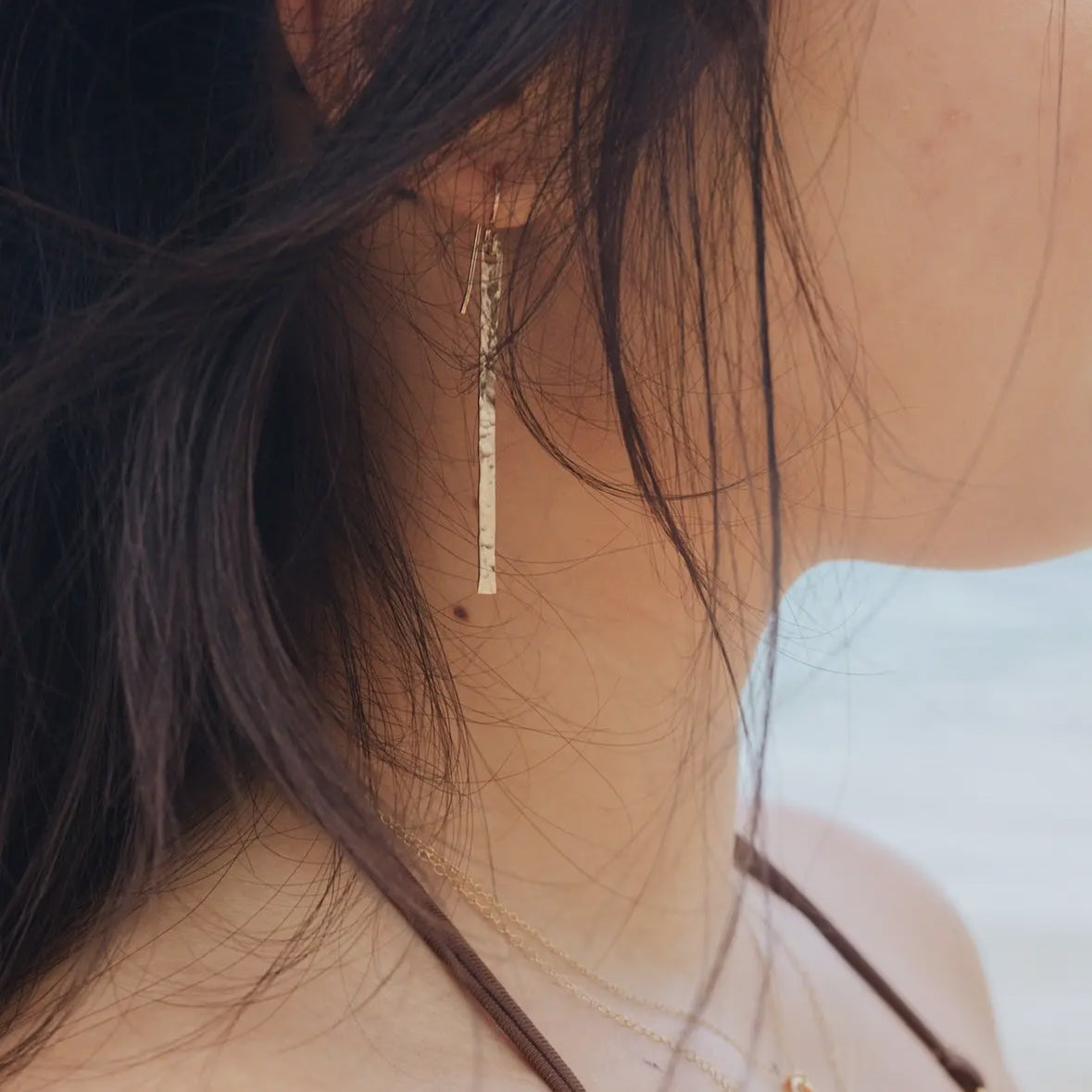 Hammered Bar Earrings