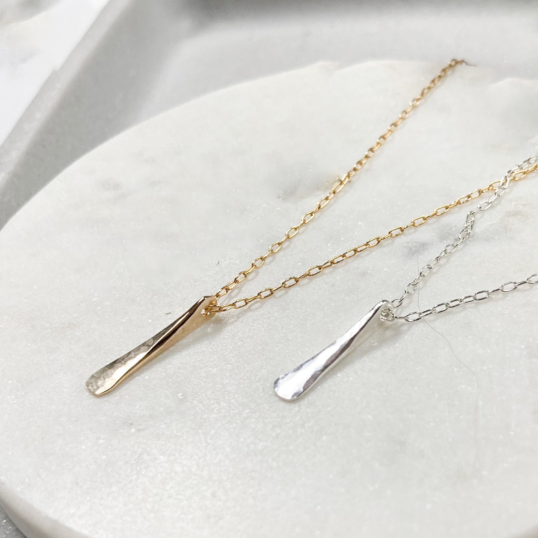 Minimalist Vertical Bar Necklace - 14K Gold Filled or Sterling Silver