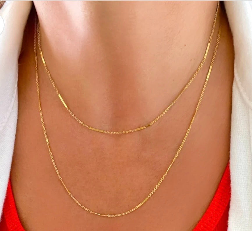 Dainty Bar chain necklace  - 14K Gold Filled or Sterling Silver