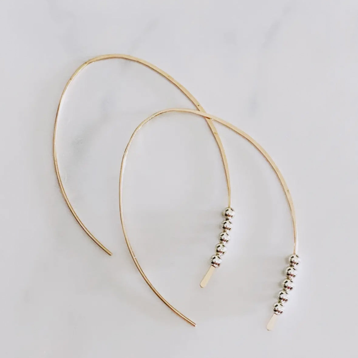 Large Hoop & Bead Threaders - 14K Gold Filled or Sterling Silver
