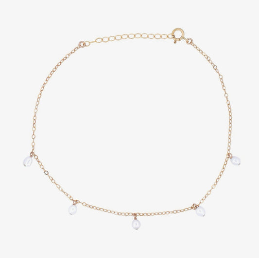 Freshwater pearl anklet - 14K Gold Filled or Sterling Silver