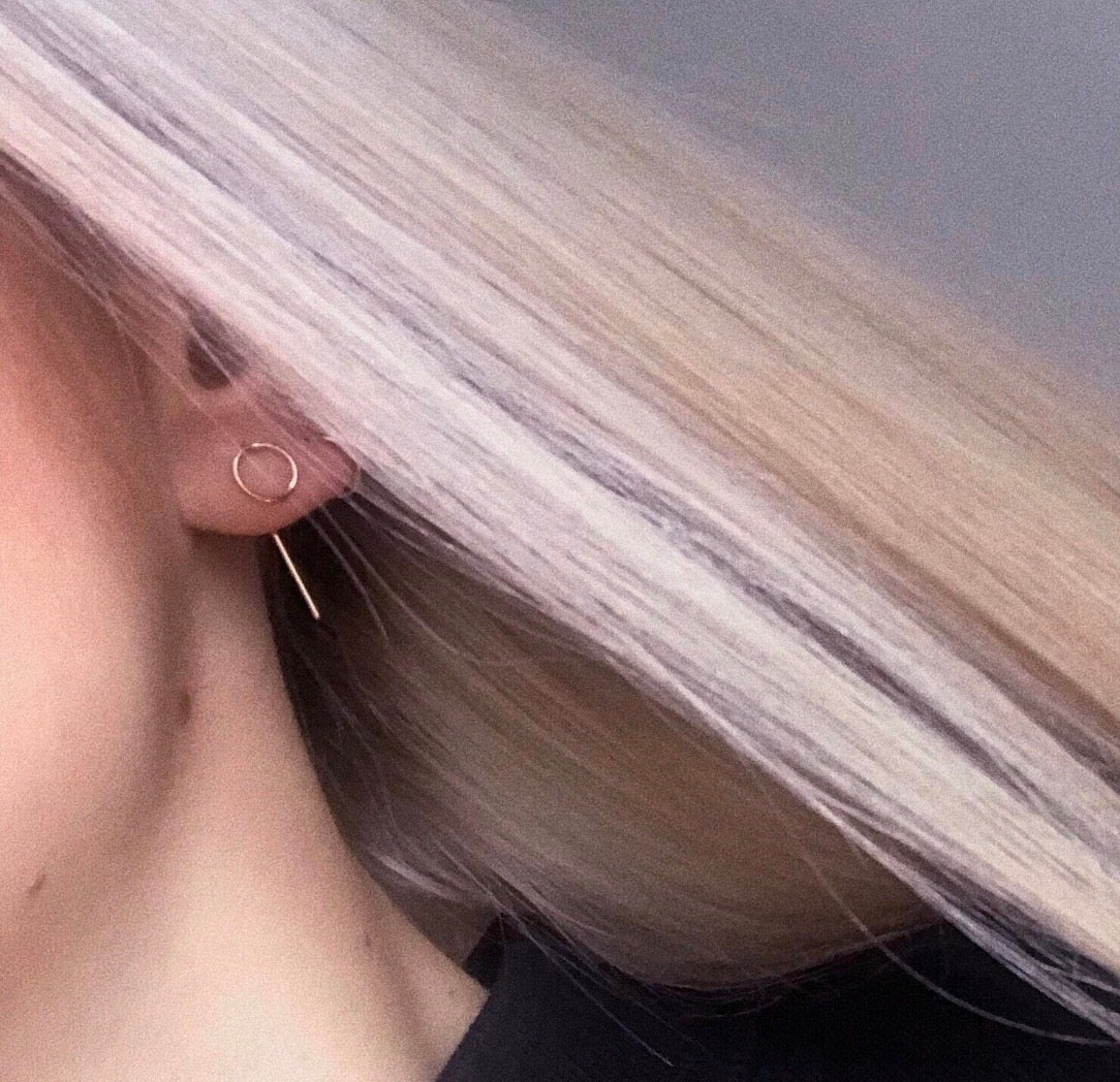Circle threader handcrafted - 14K Gold Filled or Sterling Silver