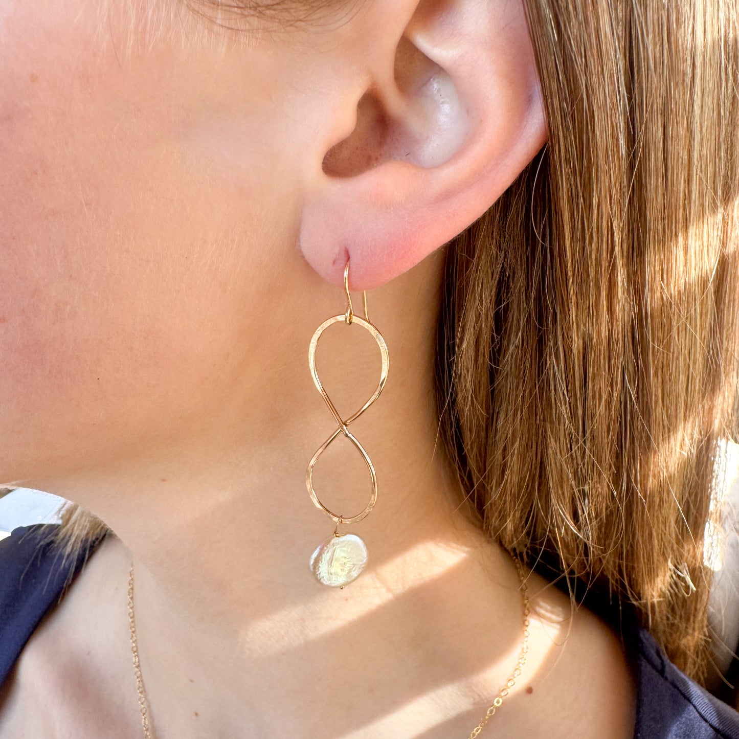 Infinity Pearl Earrings - 14K Gold Filled or Sterling Silver
